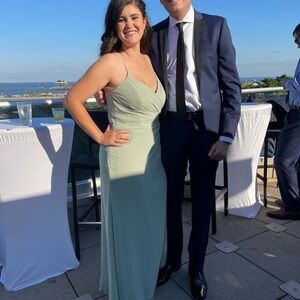 Hayley Paige Occasions Light Green Backless Dress